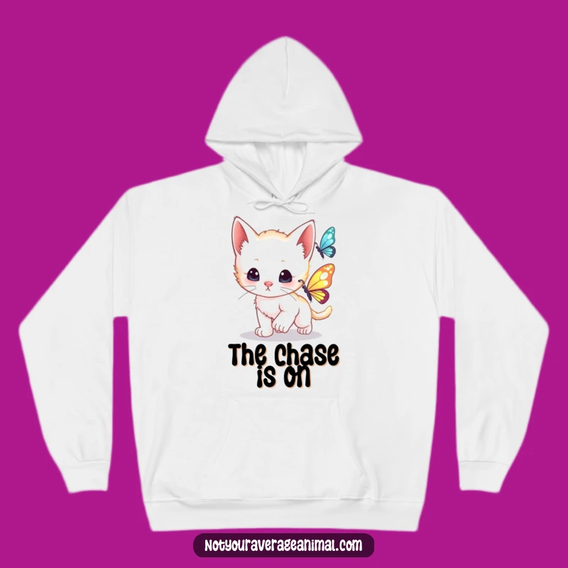 Funny Kitten Hoodie: Curious Cub Butterfly Comfort, A Playful Funny Gift