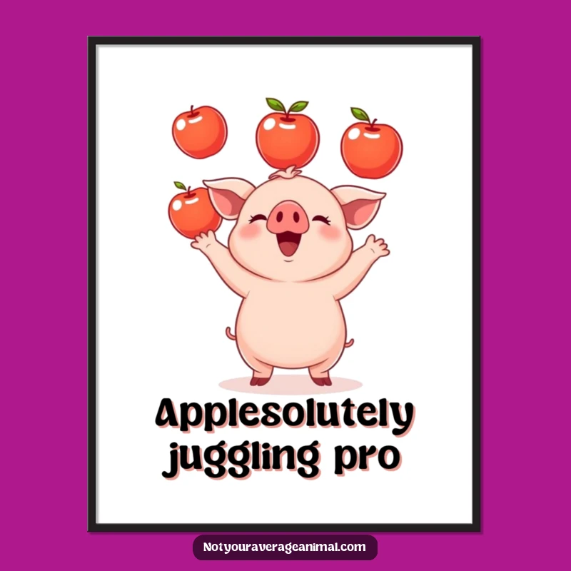 Free Printable Wall Art: Juggling Piglet Charm, Funny Downloadable Decor for Playful Rooms