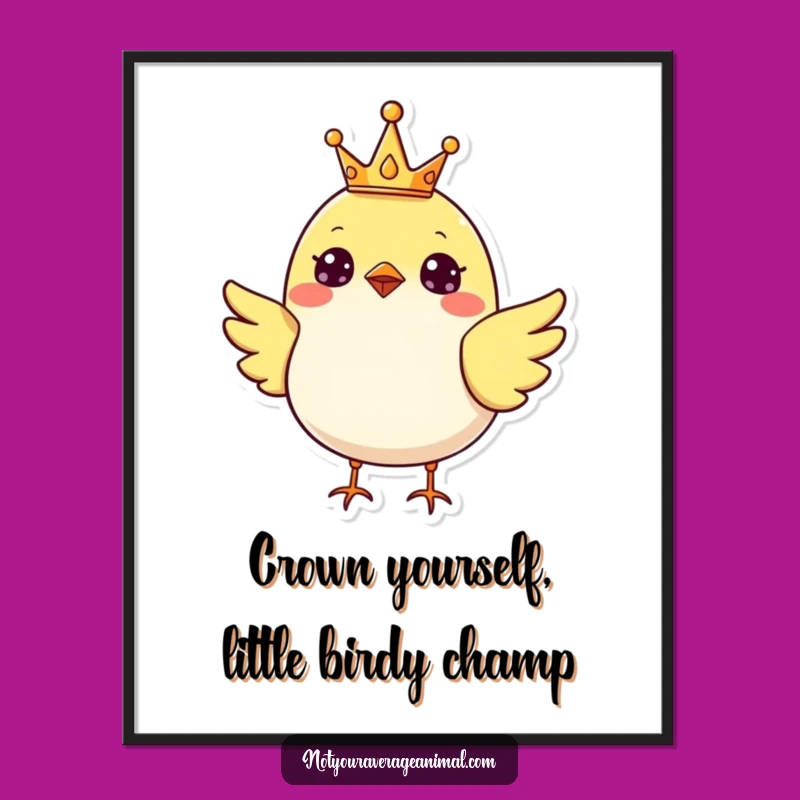 Funny Free Printable Wall Art: Cheerful Crowned Bird Royal Decor Downloadable Gift!