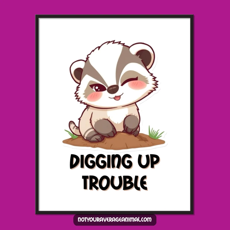 Free Printable Wall Art: Winking Badger Digging Funny Downloadable Decor for Cheeky Spaces