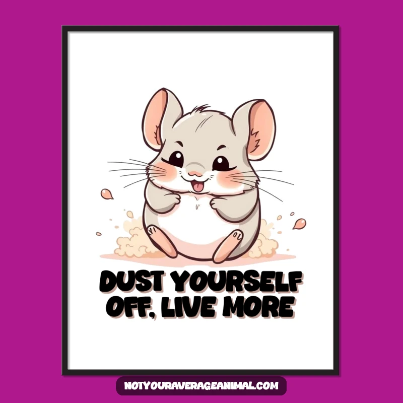 Funny Free Printable Wall Art: Cheerful Chinchilla, Dust Cloud Downloadable Decor