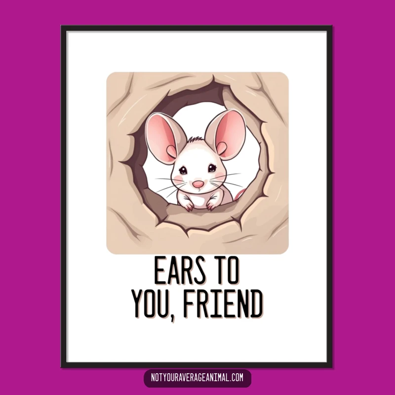 Free Printable Funny Mouse Wall Art: Big Ears Curious Decor Downloadable Art