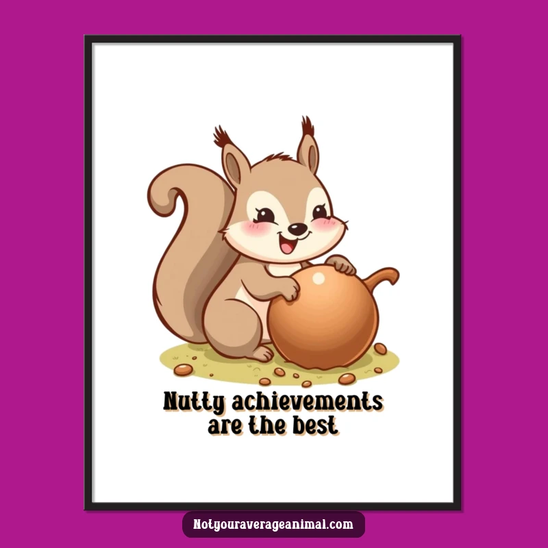 Free Printable Funny Squirrel Wall Art: Smiling Acorn Lover Downloadable Decor