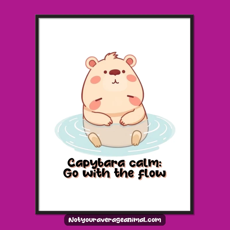 Free Printable Wall Art: Chill Capybara in Water, Humorous Downloadable Decor for Zen Spaces