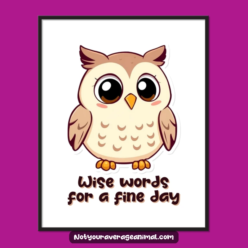 Funny Free Printable Owl Wall Art: Wise Smiling Owl Downloadable Decor