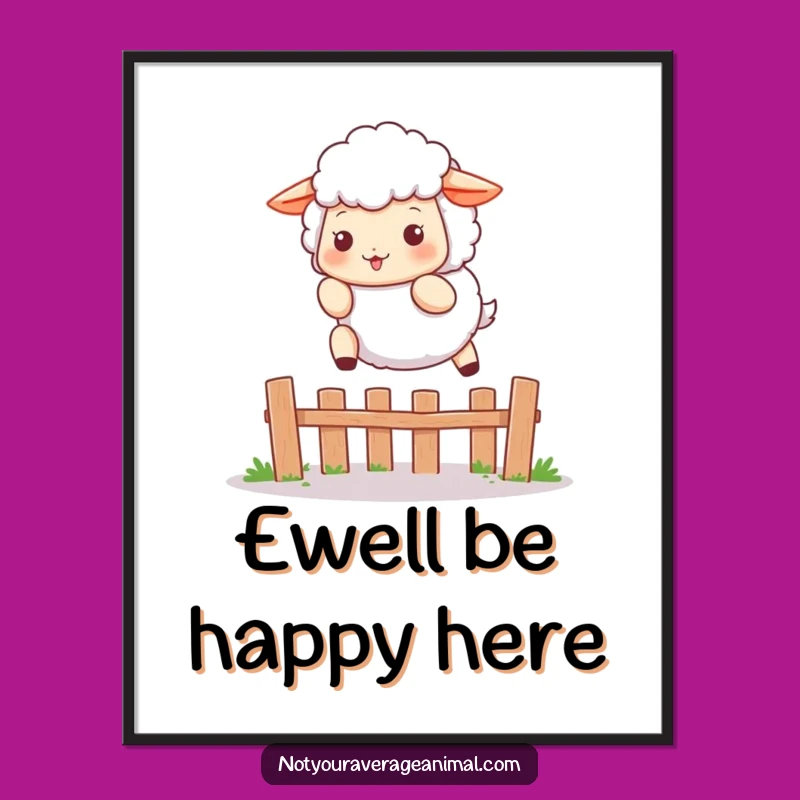 Funny Sheep Printable Wall Art: Leaping Lamb, Free Downloadable Art for Pastoral Charm