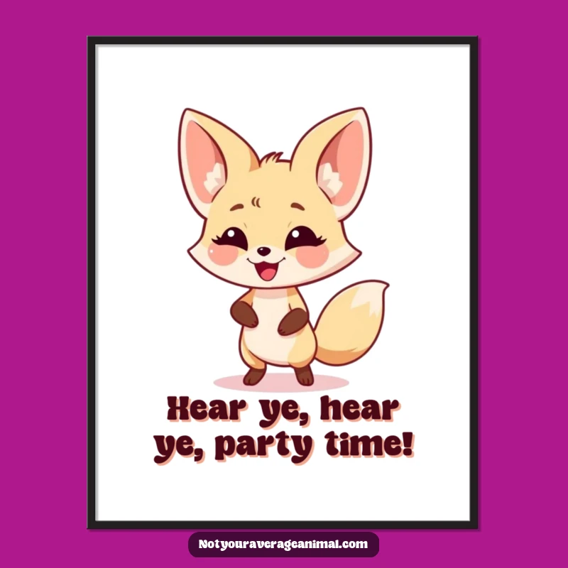 Funny Free Printable Wall Art: Dancing Fennec Fox Downloadable Decor