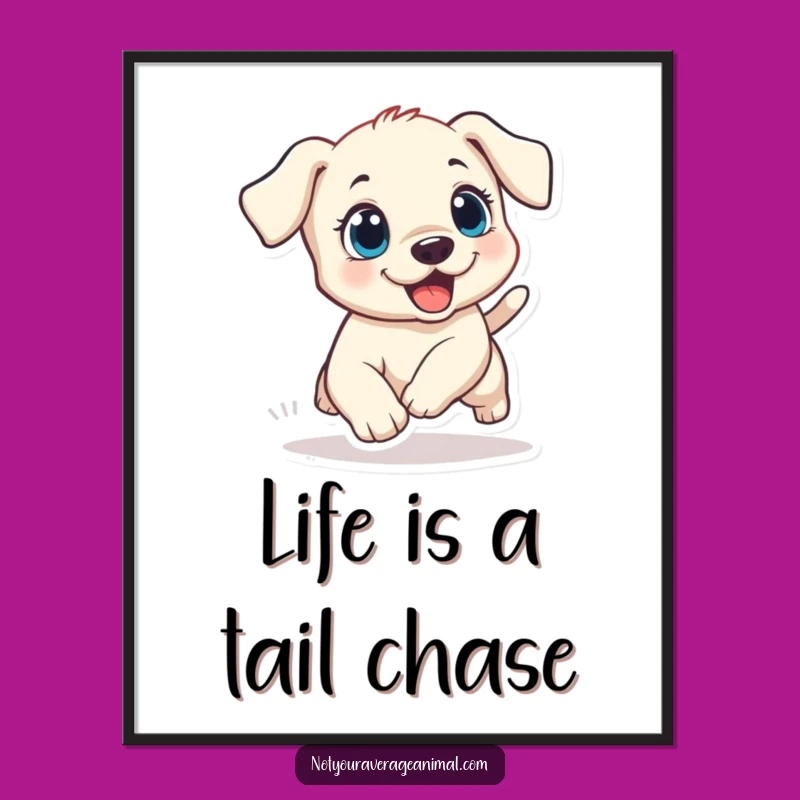 Funny Free Printable Wall Art: Puppy Excitement, Humorous Decor Downloadable Art Gift