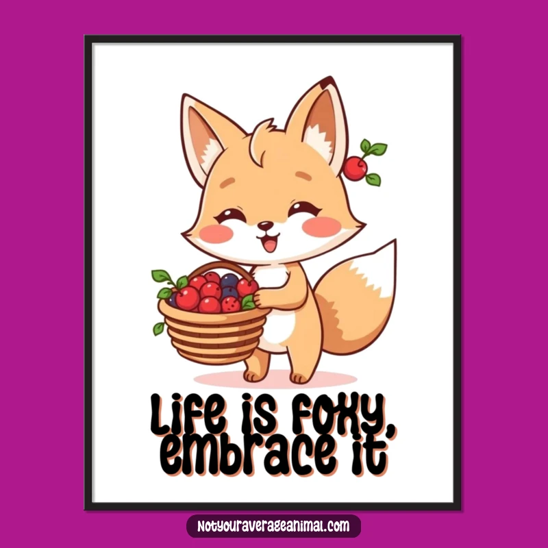 Free Printable Fox Berries Wall Art: Charming Downloadable Decor Gift