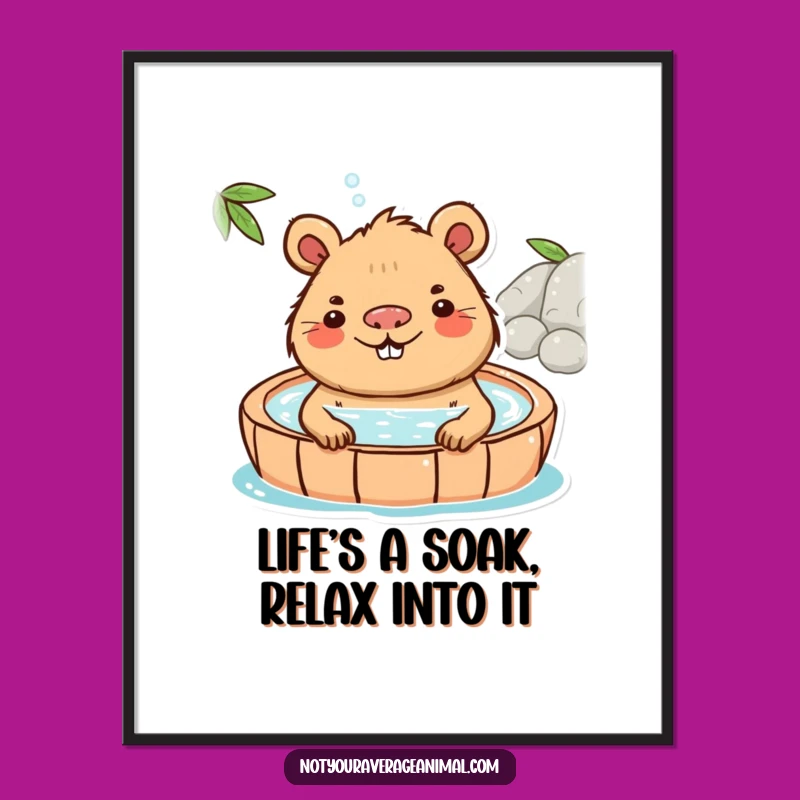 Free Printable Capybara Hot Spring Wall Art: Relaxing Downloadable Decor Gift