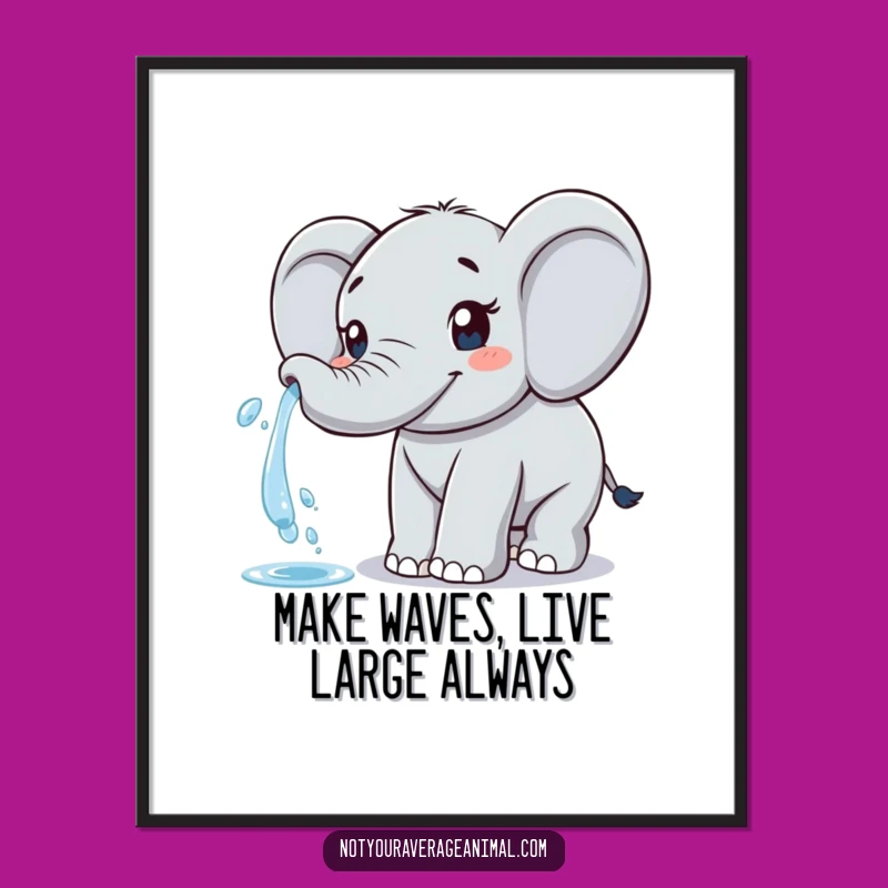 Funny Free Printable Elephant Wall Art: Happy Spritzing Trunk Decor
