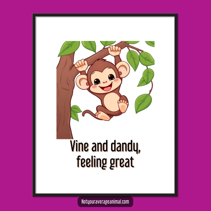 Free Printable Wall Art: Silly Monkey Swinging, Funny Downloadable Art