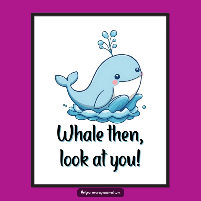 Free Printable Funny Whale Wall Art: Ocean Leap Decor Downloadable Art