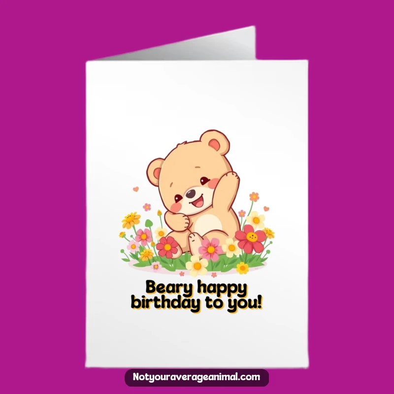 Free Printable Bear Cub Birthday Card: Funny Downloadable Joyful Tumble Gift