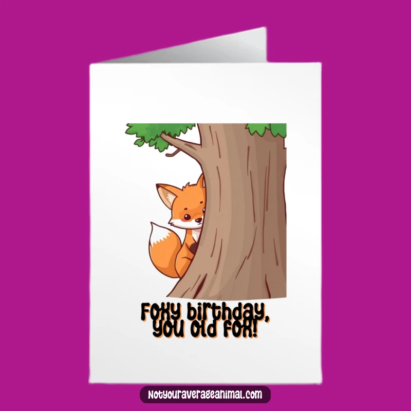 Free Printable Fox Birthday Card: Funny Bushy Tail Peek Downloadable Gift