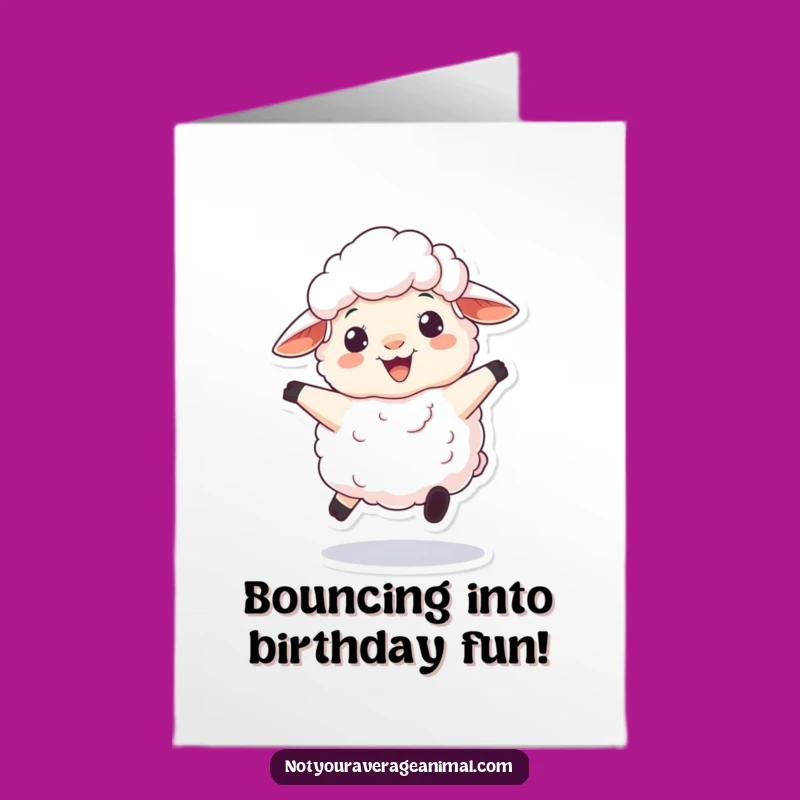 Free Printable Birthday Card: Bouncy Sheep Fun, Downloadable Digital Gift
