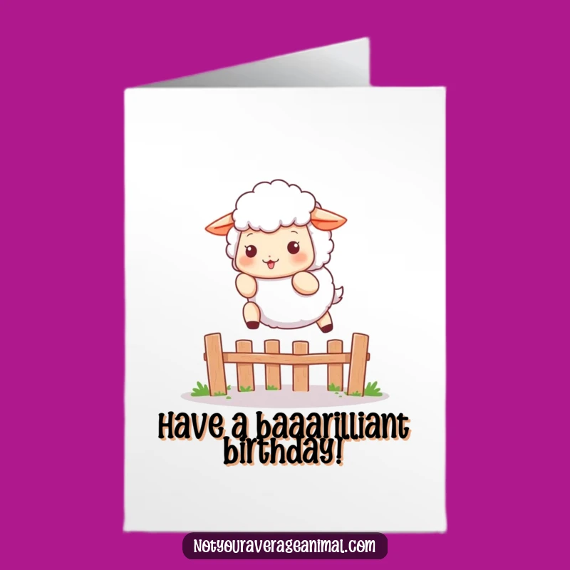 Free Printable Birthday Card: Jumping Sheep, Funny Downloadable Greeting for Ewe!