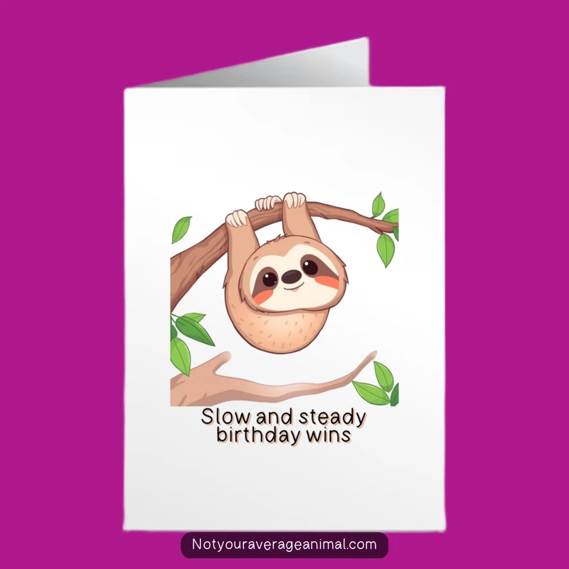 Free Printable Birthday Card: Smiling Sloth, Funny Upside Down Downloadable Gift