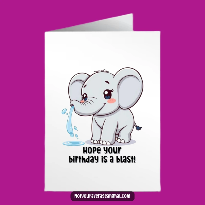 Free Printable Elephant Birthday Card: Happy Spritzing Trunk Gift