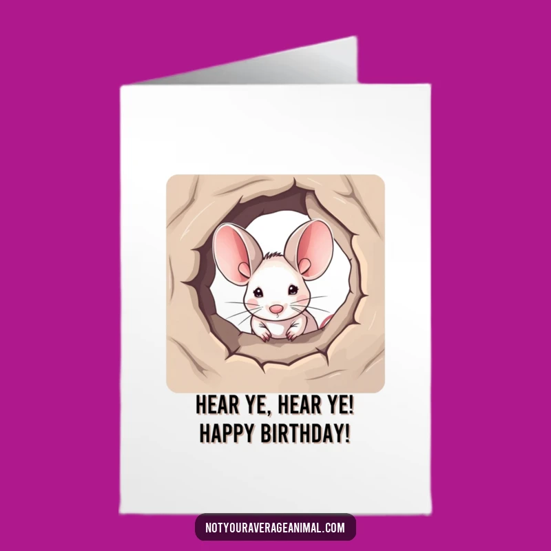 Free Printable Funny Mouse Birthday Card: Big Ears Surprise Downloadable Gift