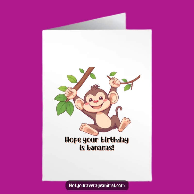 Free Printable Monkey Birthday Card: Silly Swinging Monkey Downloadable Fun