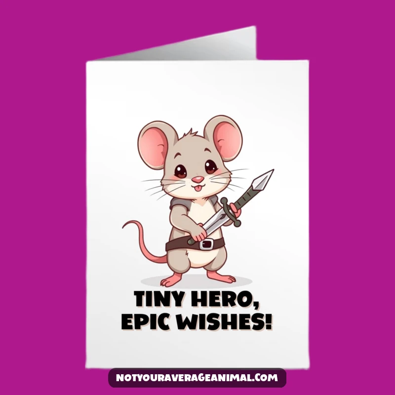 Funny Free Printable Birthday Card: Brave Mouse, Tiny Sword - Hilarious Downloadable Gift!