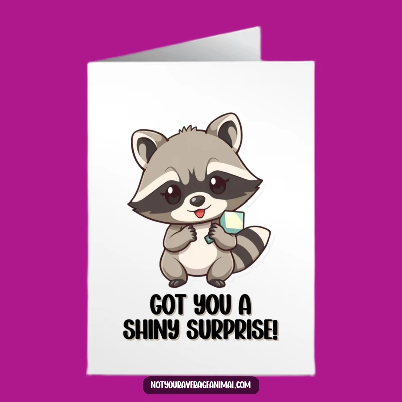 Free Printable Birthday Card: Raccoon Thief, Funny Downloadable Gift for Pranksters and Collectors