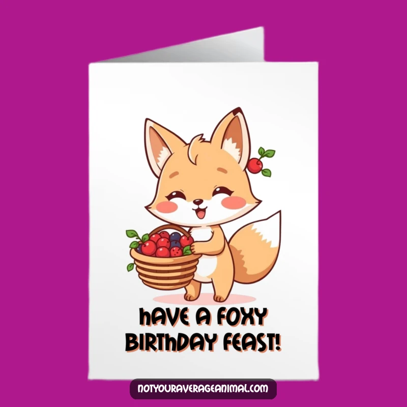 Free Printable Fox Berries Birthday Card: Joyful DIY Downloadable Gift