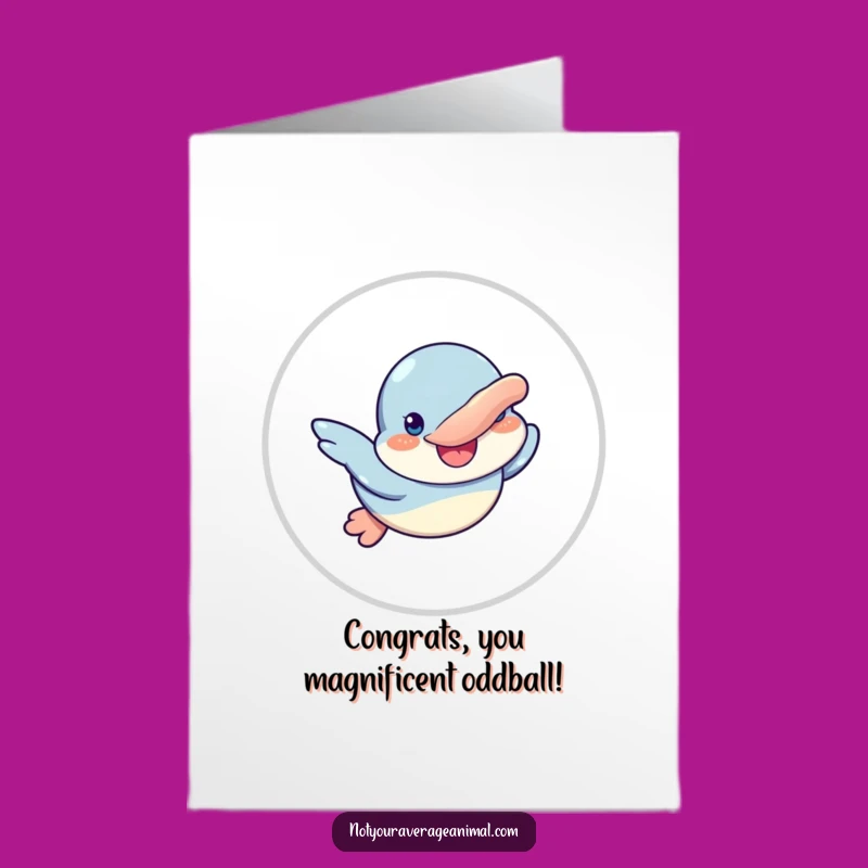 Free Printable Congratulations Card: Happy Platypus, Joyful Downloadable Gift for Big Wins