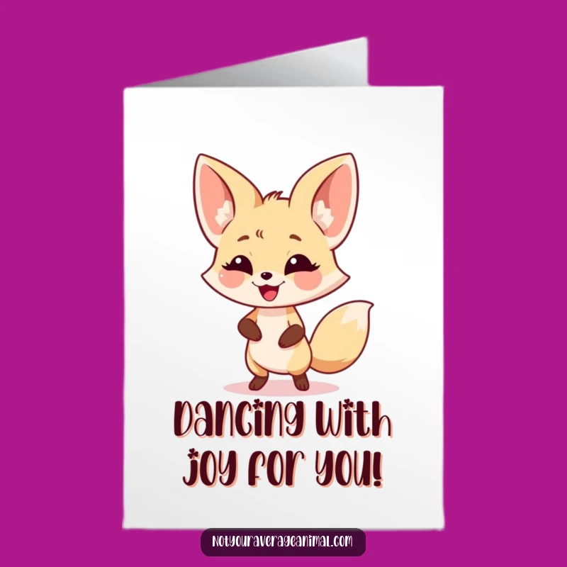 Free Printable Congrats Card: Dancing Fennec Fox Funny Downloadable Gift