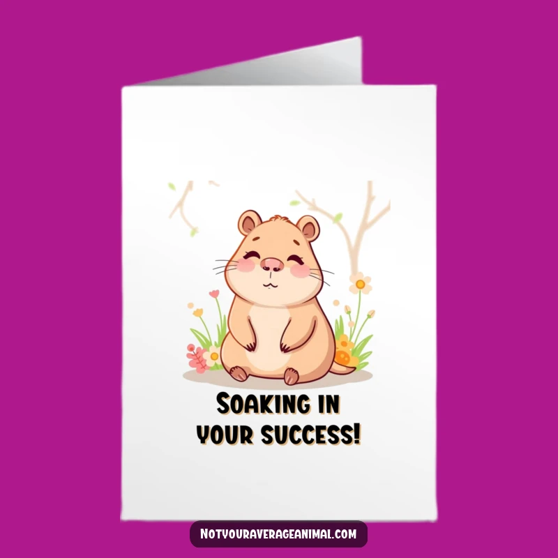 Free Printable Congrats Card: Happy Capybara Relaxing Funny Downloadable Gift