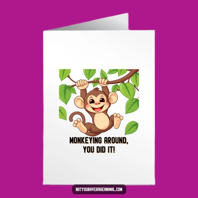 Free Printable Monkey Congrats Card: Grinning Vine Swinger for a Fun Downloadable Gift!
