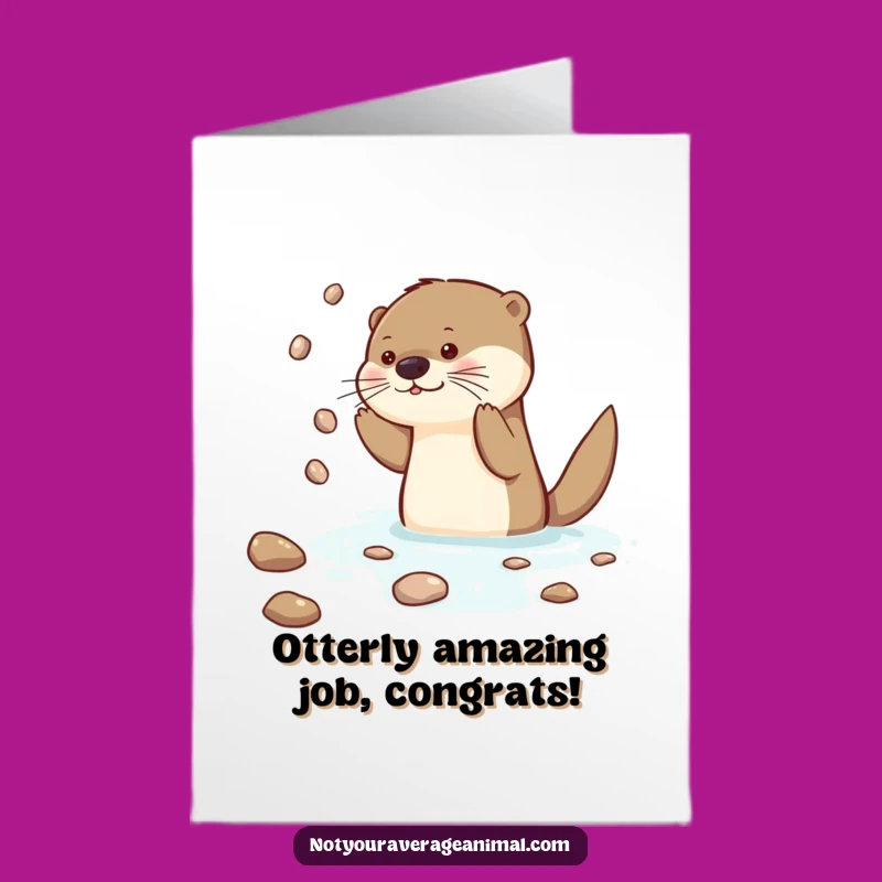 Free Printable Otter Juggling Congrats Card: Playful DIY Downloadable Gift