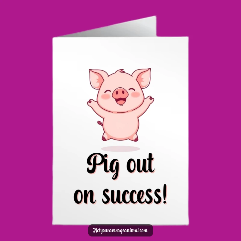 Free Printable Congrats Card: Happy Piglet Leaps for Your Success - Print at Home