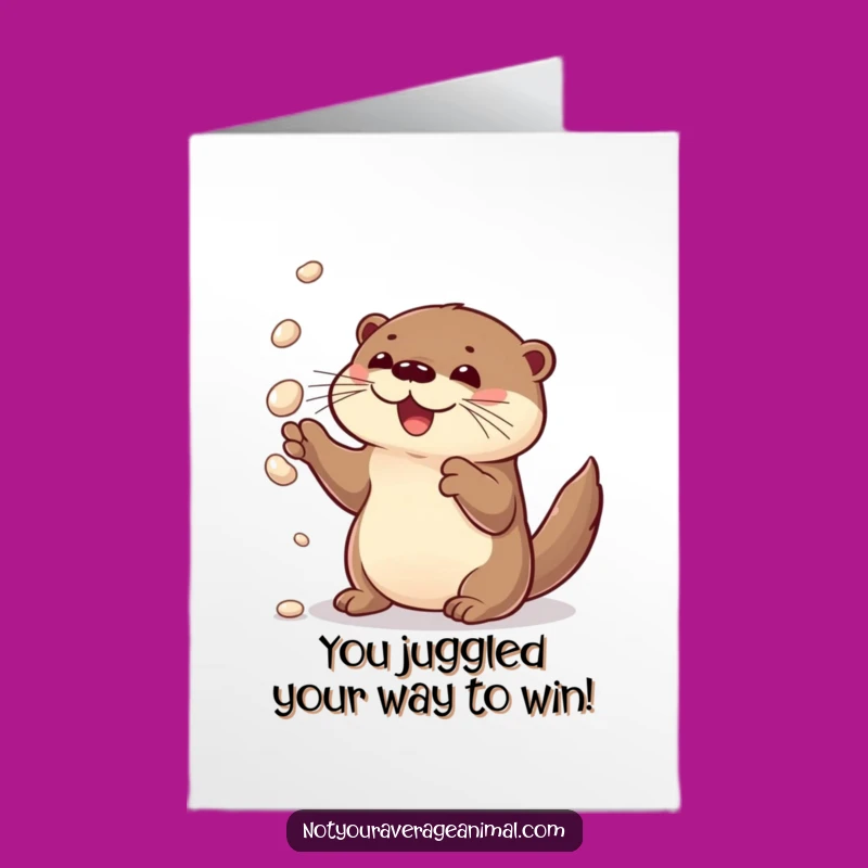 Free Printable Otter Congrats Card: Juggling Success for a Cheerful Downloadable Gift!