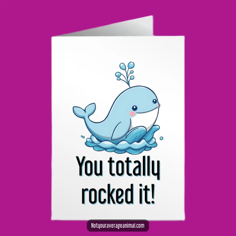 Free Printable Funny Whale Congrats Card: Ocean Leap Success Downloadable Gift