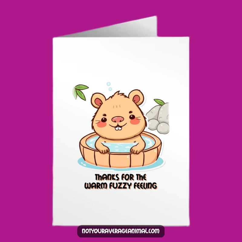 Free Printable Capybara Hot Spring Thank You Card: Zen DIY Downloadable Gift