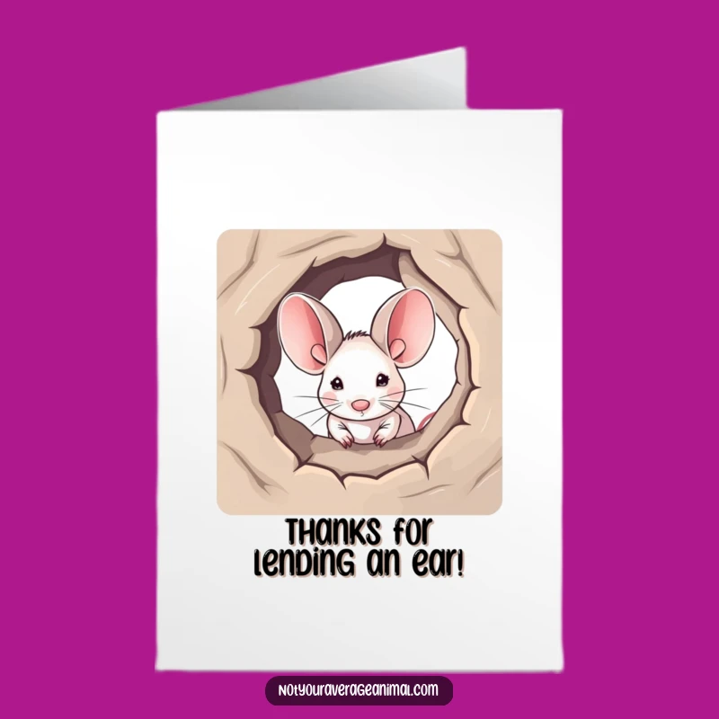 Free Printable Funny Mouse Thank You Card: Big Ears Gratitude Downloadable Gift