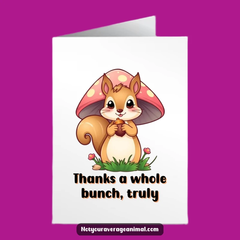 Free Printable Squirrel Thank You Card: Funny Downloadable Acorn Appreciation Gift
