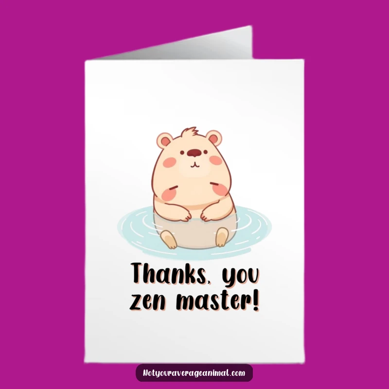 Free Printable Thank You Card: Chill Capybara, Relaxed Downloadable Gift of Appreciation