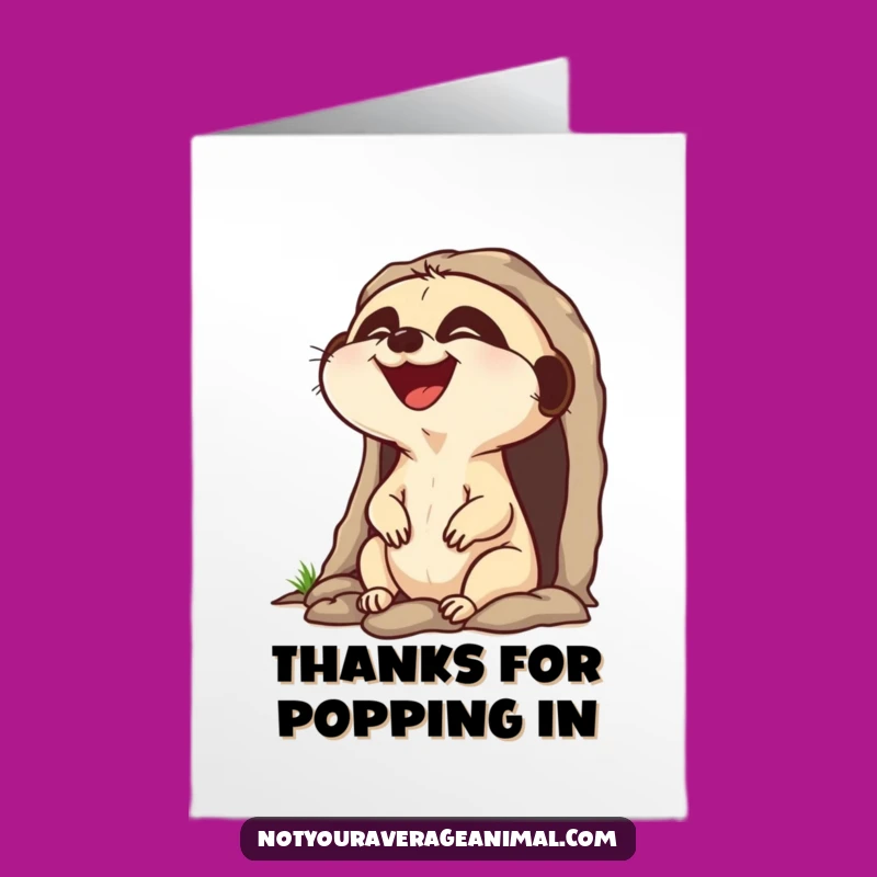 Free Printable Thank You Card: Laughing Meerkat Pop Funny Downloadable Gift for Thanks