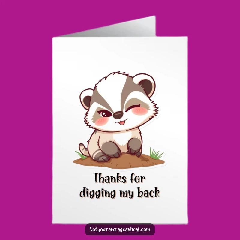 Free Printable Thank You Card: Winking Badger Digging Funny Downloadable Gift for Thanks