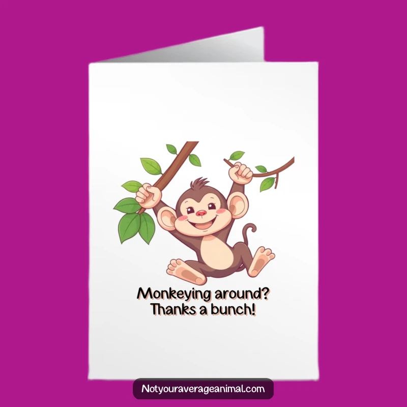 Free Printable Monkey Thank You Card: Silly Swinging Monkey Downloadable Gratitude