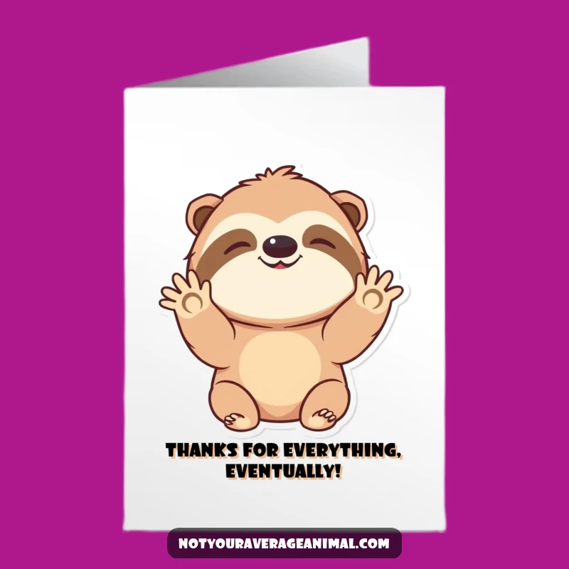 Free Printable Thank You Card: Funny Sloth Waving Hello, Thoughtful Downloadable Gift of Gratitude