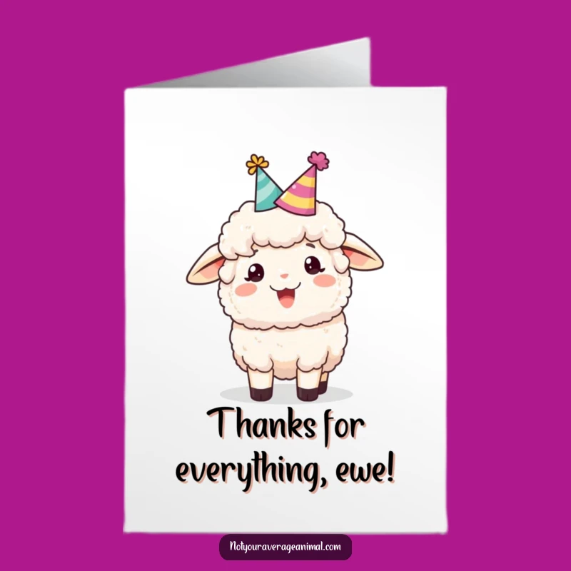 Free Printable Thank You Card: Party Sheep's Gratitude - Downloadable Cheerful Thanks