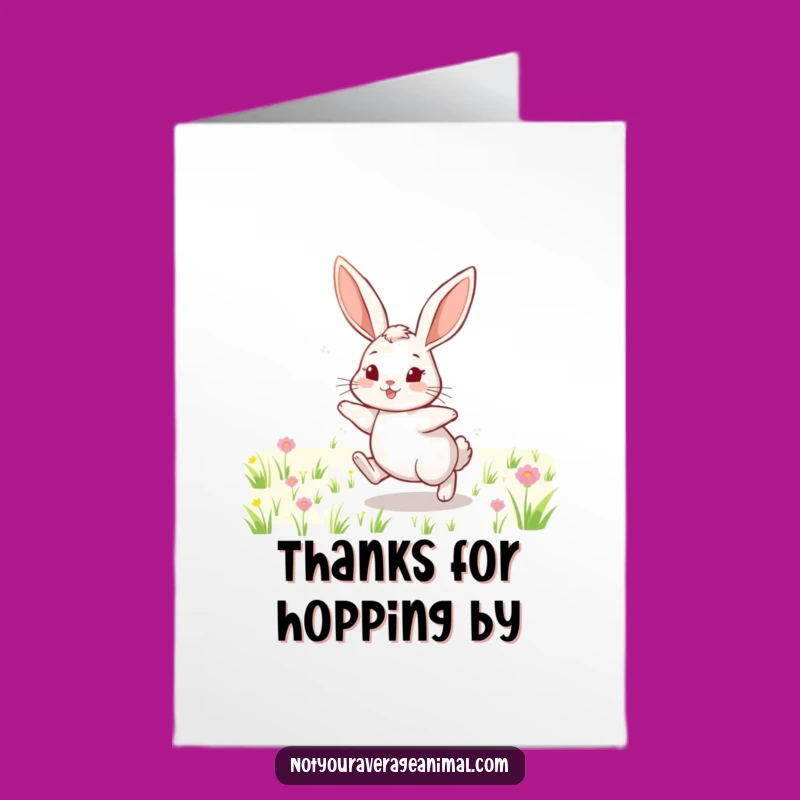 Free Printable Funny Rabbit Thank You Card: Cheerful Rabbit - Downloadable Gift!