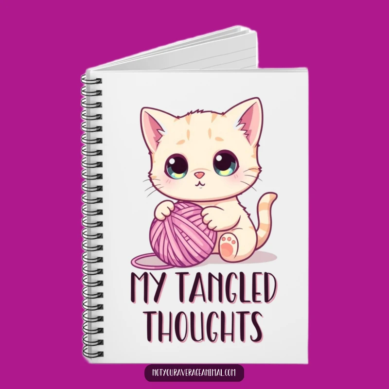Funny Cute Cat Yarn Ball Notebook - Journal Your Playful Thoughts