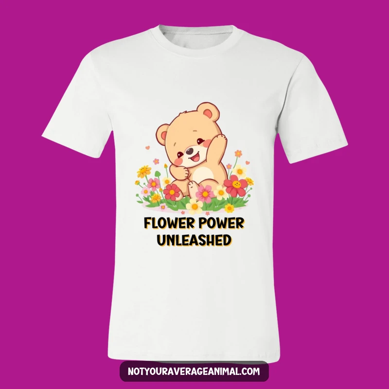 Funny Bear Cub T-Shirt: Tumbling Through Flowers, Your Funniest Gift!
