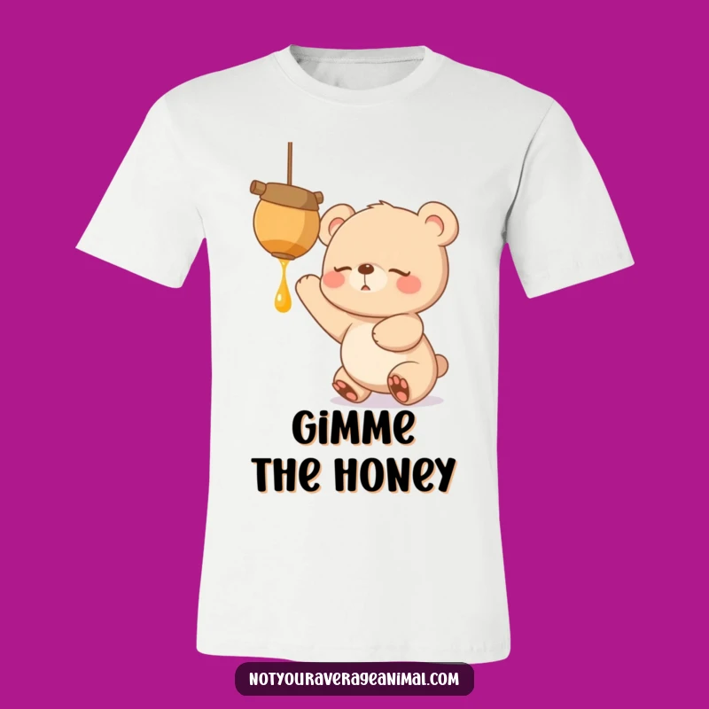 Funny Bear T-Shirt: Sleepy Cub's Honeypot Reach Tee