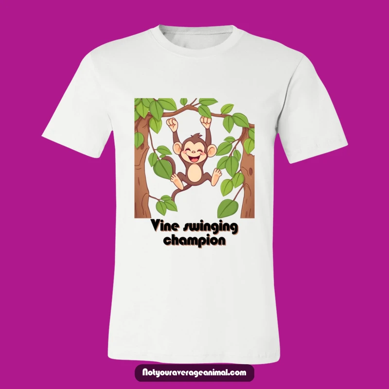 Funny Monkey Vine Swing T-Shirt: Comical Primate Giggle Design, Best Funny Jungle Gift